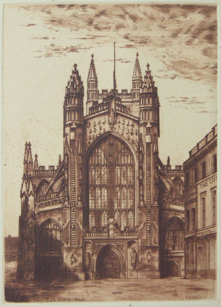 Etching - Bath Abbey West - Ellison